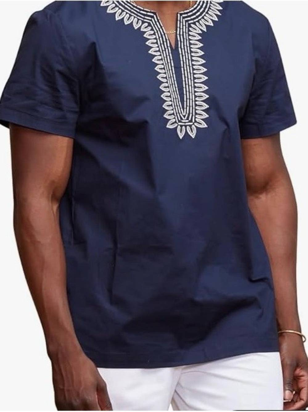 Men's Navy D’YANU Embroidered Short-Sleeve Shirt